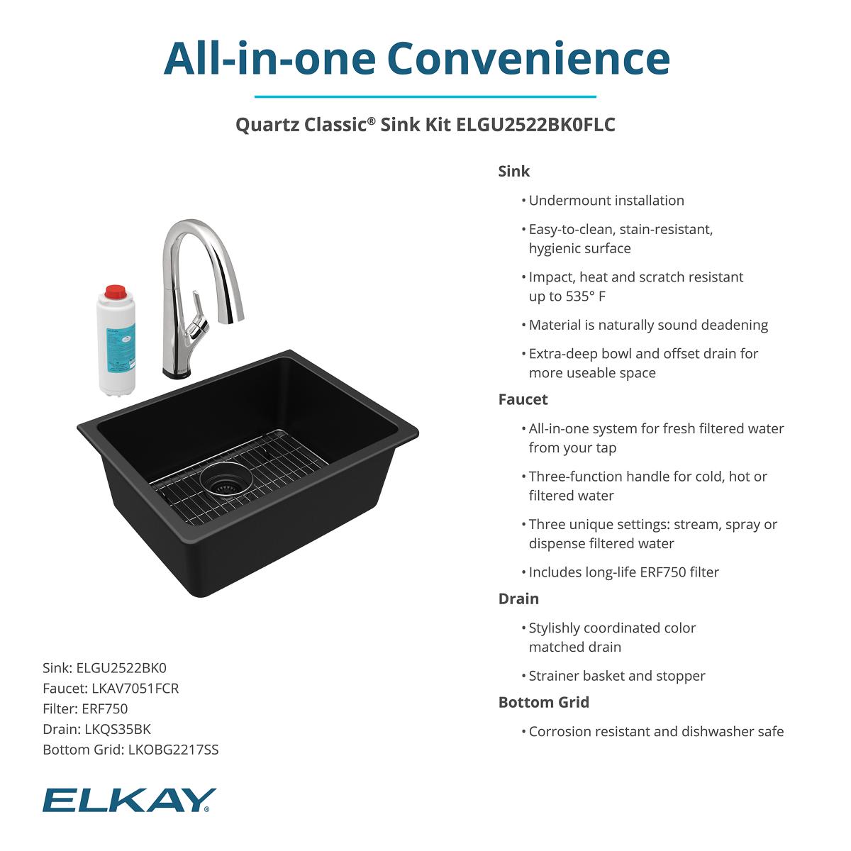 Elkay ELGU2522BK0FLC