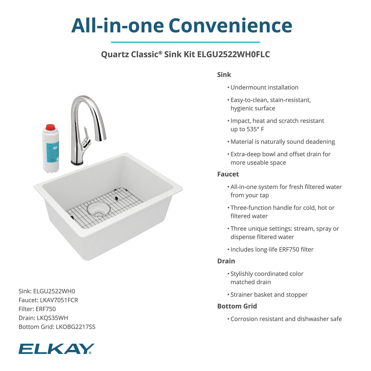 Elkay ELGU2522WH0FLC