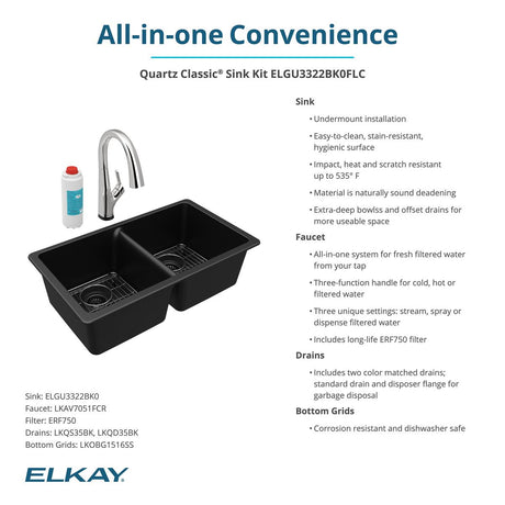 Elkay ELGU3322BK0FLC