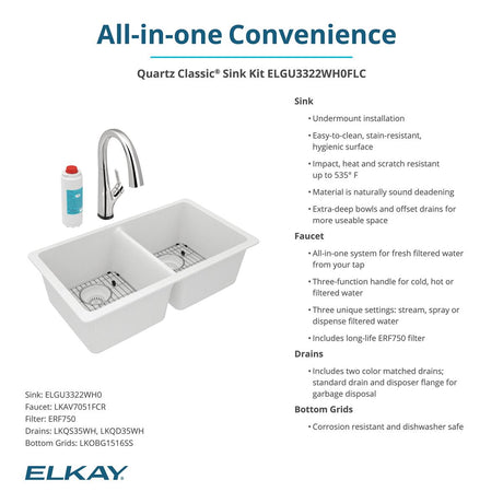 Elkay ELGU3322WH0FLC