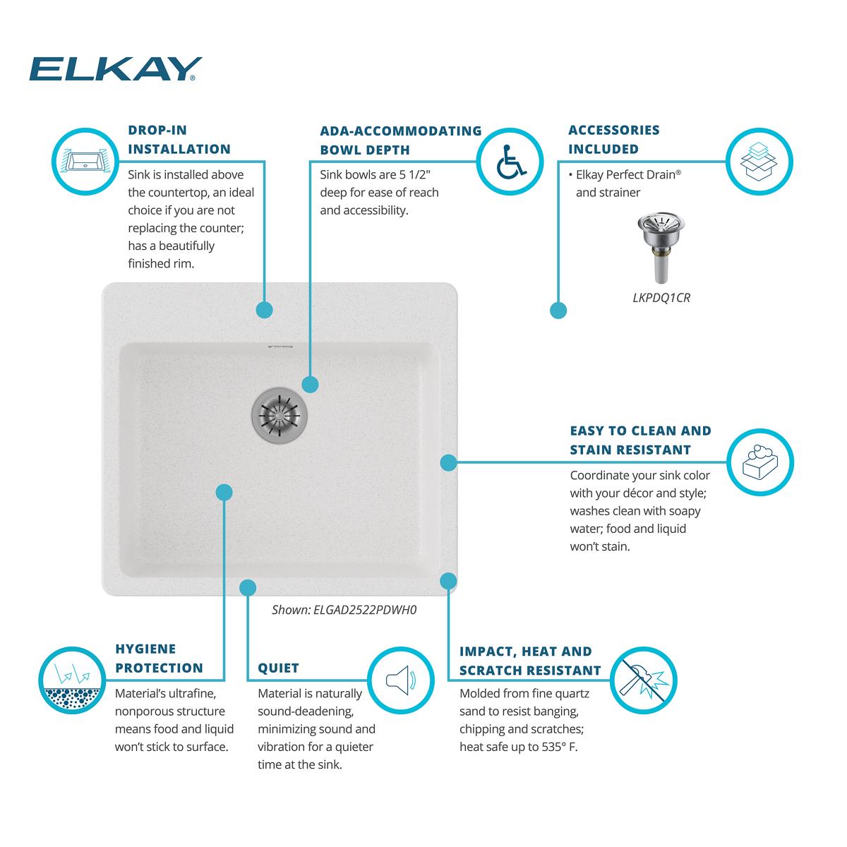 Elkay ELGAD2522PDWH0