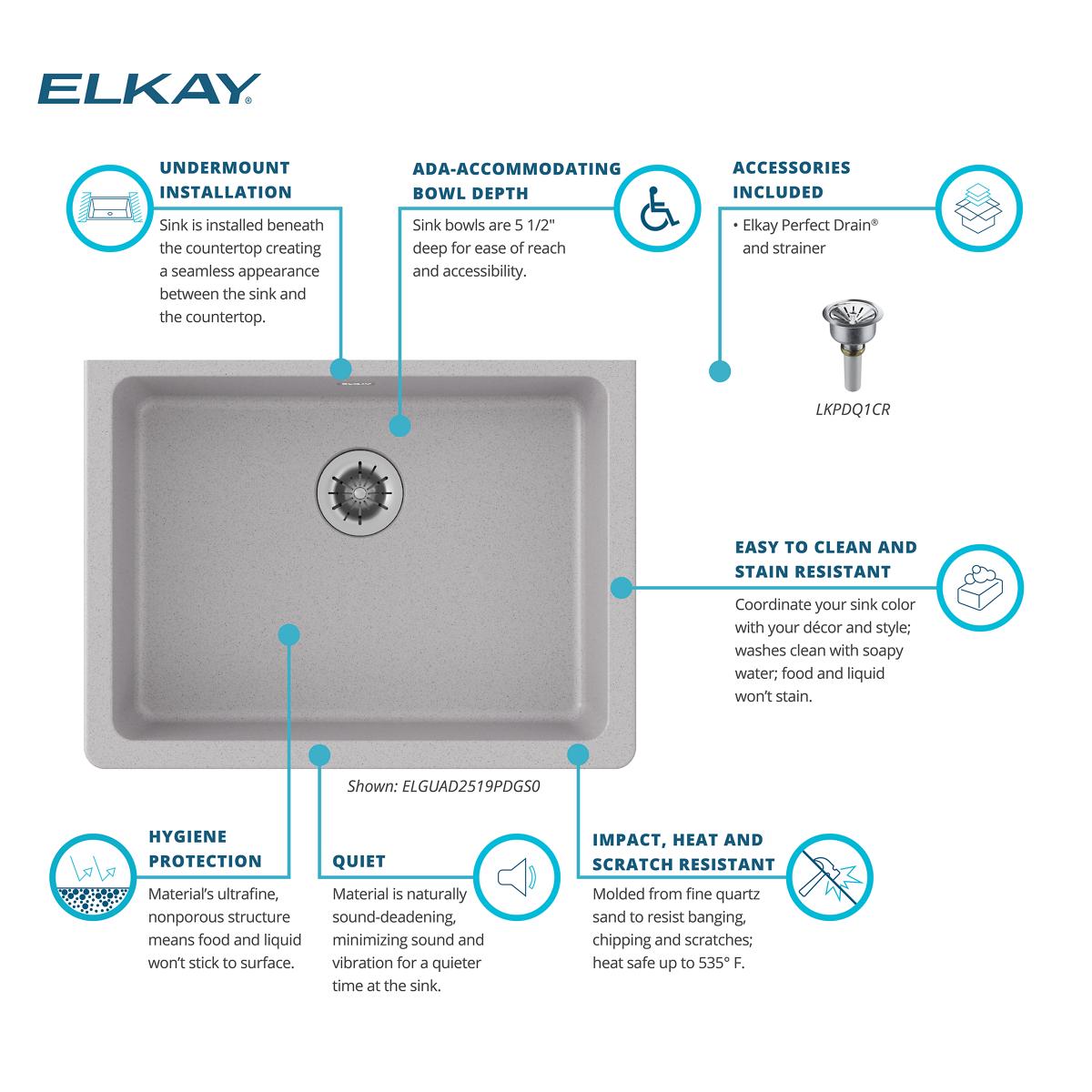 Elkay ELGUAD2519PDGS0