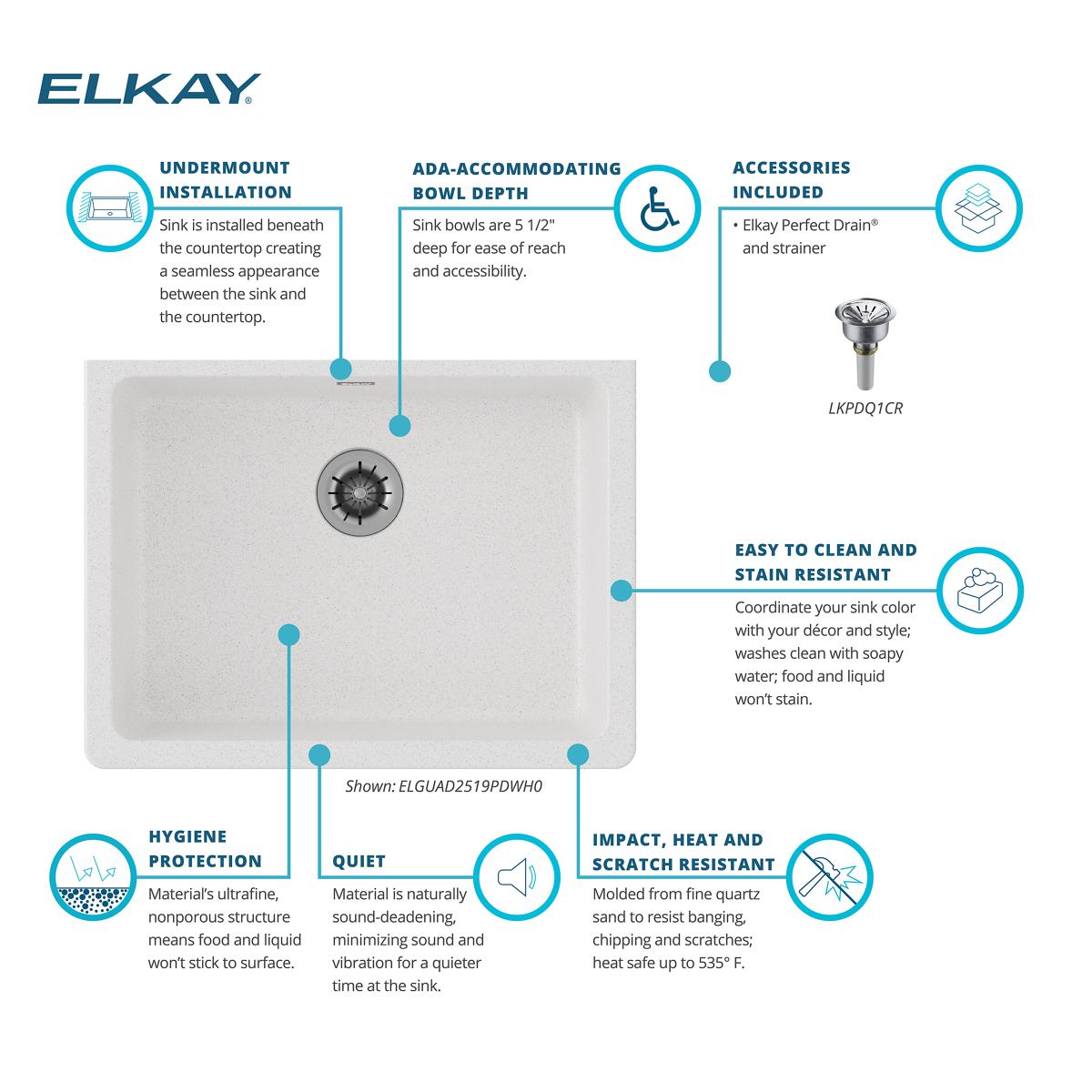 Elkay ELGUAD2519PDWH0
