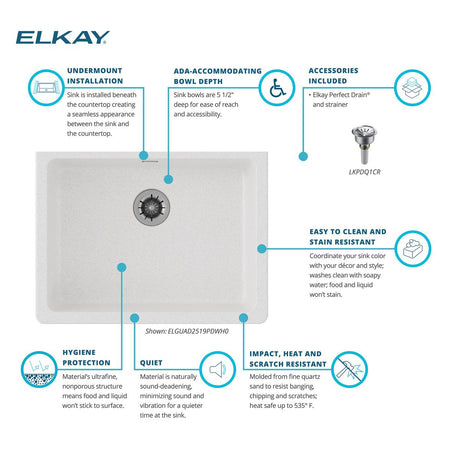 Elkay ELGUAD2519PDWH0