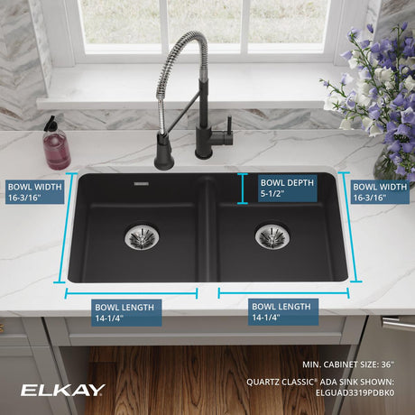 Elkay ELGUAD3319PDBK0