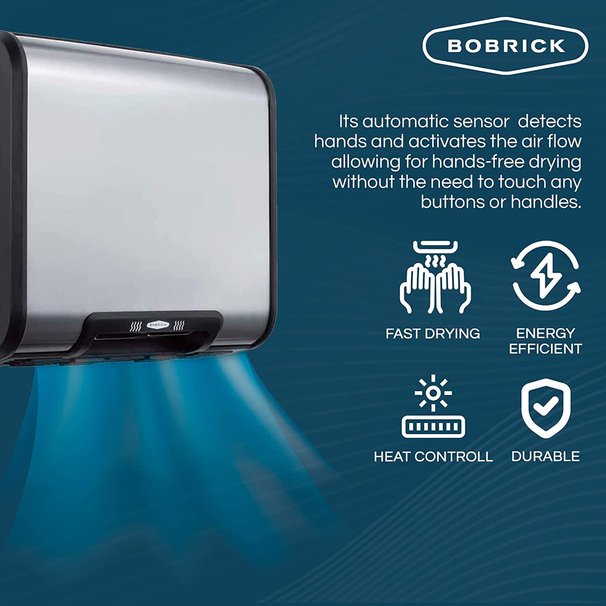 Bobrick B-7128 |  TrimDry Hand Dryer | Surface-Mounted, 115V, Stainless Steel