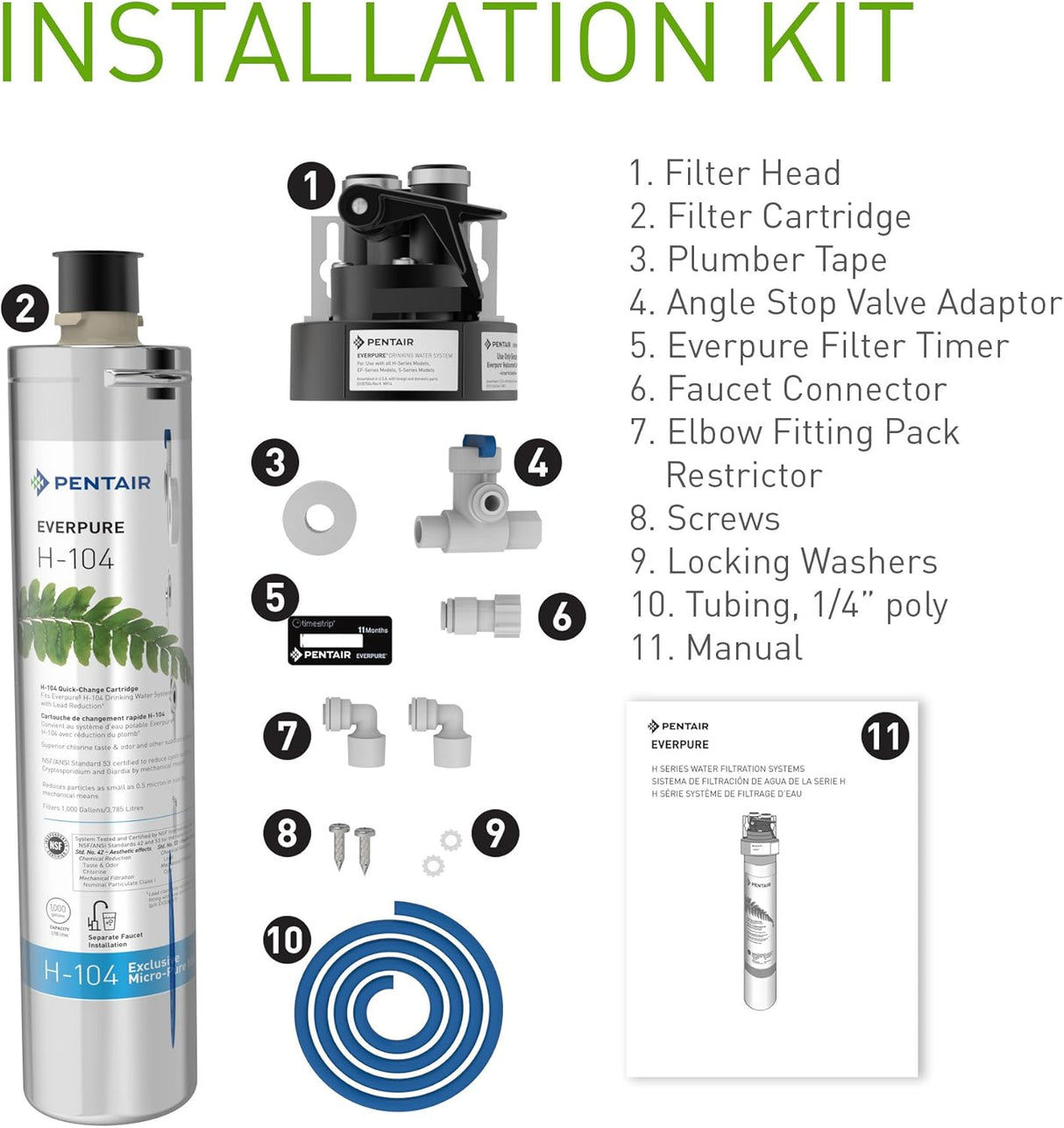 Pentair Everpure EV926271 | H-104 Drinking Water System, 1,000 Gal (1 Pack)