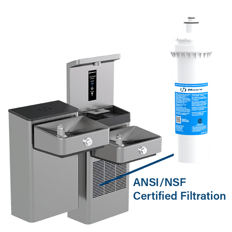 Haws 1212SFVN | Vandal - Resistant Filtered Bottle Filling Station & Dual Fountain | 1.1 GPM - BottleFillingStations.com