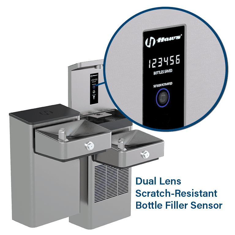 Haws 1212SFVN | Vandal - Resistant Filtered Bottle Filling Station & Dual Fountain | 1.1 GPM - BottleFillingStations.com