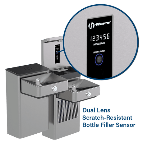 Haws 1212SFVN | Vandal - Resistant Filtered Bottle Filling Station & Dual Fountain | 1.1 GPM - BottleFillingStations.com