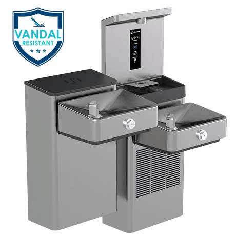 Haws 1212SFVN | Vandal - Resistant Filtered Bottle Filling Station & Dual Fountain | 1.1 GPM - BottleFillingStations.com