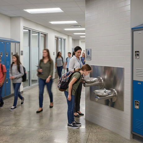 Elkay EDFPB117C | Bi-Level In-Wall SwirlFlo Drinking Fountain | Filterless, Non-refrigerated, Stainless Steel - BottleFillingStations.com