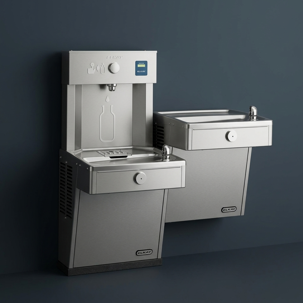 Elkay VRCTLR8WSK | Vandal-Resistant Wall-mount Bi-Level Reverse Bottle Filling Station | Filterless, Refrigerated
