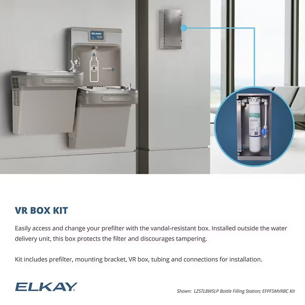 Elkay EFPF5MVRBC | WaterSentry® Vandal-Resistant 5 micron Sediment Pre-filter Filtration Kit