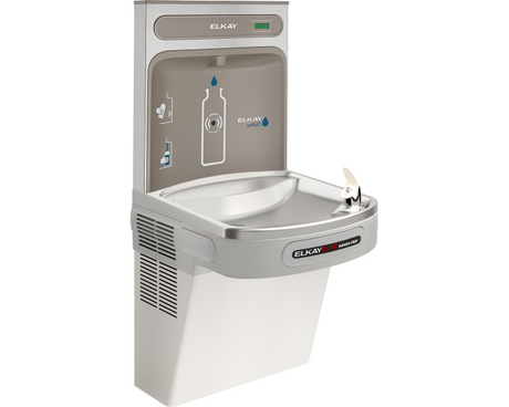 Elkay EZO8WSLK | Wall-mount Bottle Filling Station | Filterless, Refrigerated, EZ-style fountain, Hands-free, Granite Gray - BottleFillingStations.com