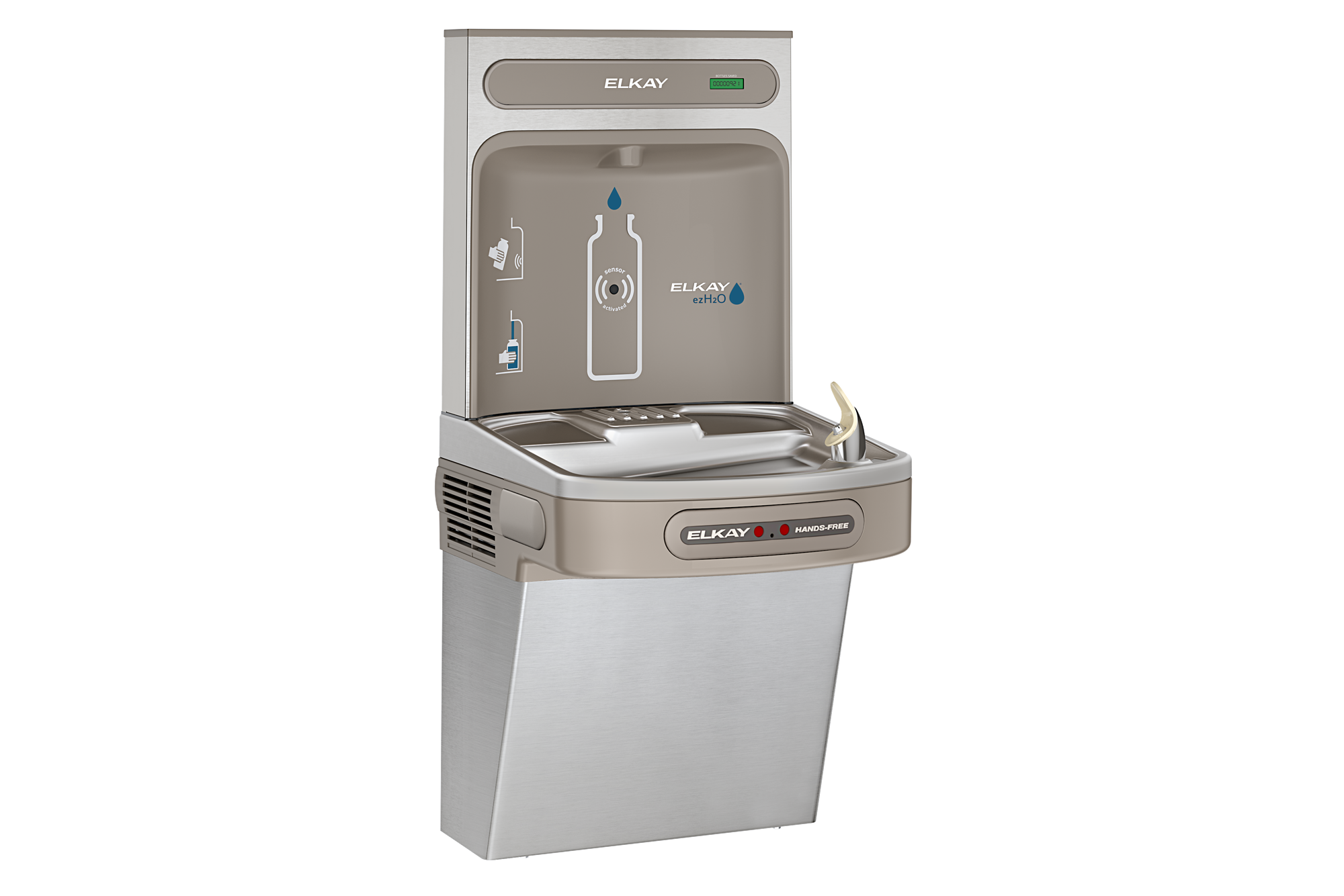 Elkay EZO8WSSK | Wall-mount Bottle Filling Station | Filterless, Refrigerated, EZ-style fountain, Hands-free, Stainless Steel
