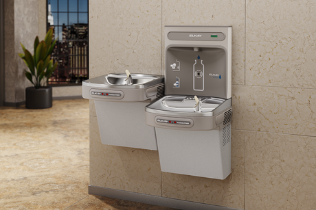 Elkay EZOOTL8WSLK | Wall-mount Bi-level Bottle Filling Station | Filterless, Refrigerated, EZ-style fountain, Hands-free (dual), Granite Gray