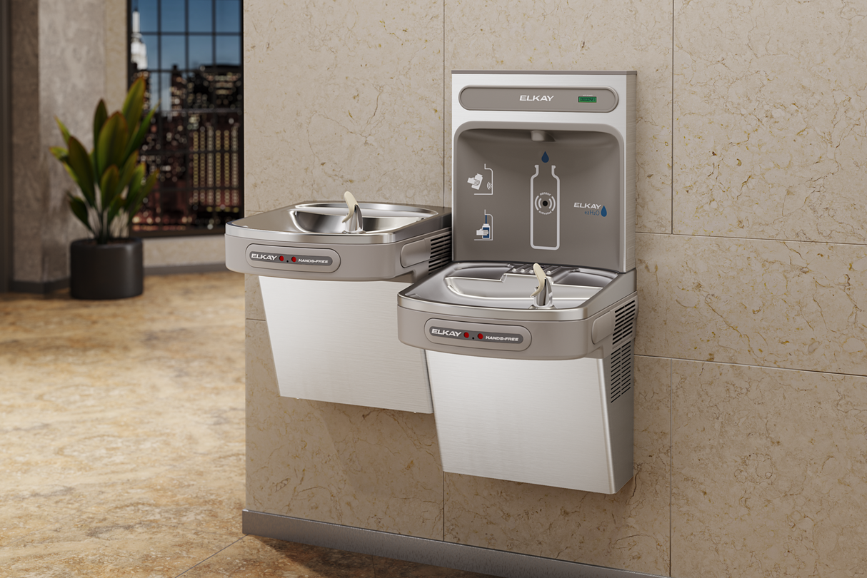 Elkay EZOOTL8WSSK | Wall-mount Bi-level Bottle Filling Station | Filterless, Refrigerated, EZ-style fountain, Hands-free (dual), Stainless Steel Elkay EZOOTL8WSSK | Wall-mount Bi-level Bottle Filling Station | Filterless, Refrigerated, EZ-style fountain, Hands-free (dual), Stainless Steel