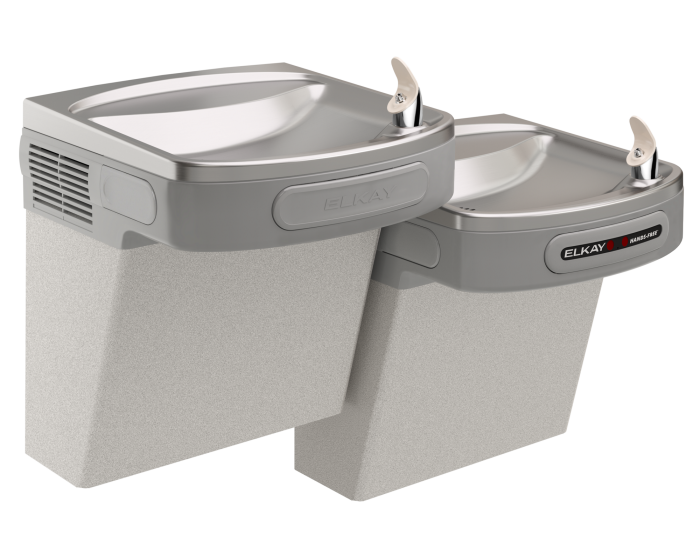 Elkay EZOSTL8LC | Wall-mount EZ-style Bi-level Drinking Fountain | Filterless, Refrigerated, Hands-free, Granite Gray - BottleFillingStations.com