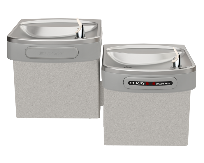 Elkay EZOSTL8LC | Wall-mount EZ-style Bi-level Drinking Fountain | Filterless, Refrigerated, Hands-free, Granite Gray - BottleFillingStations.com