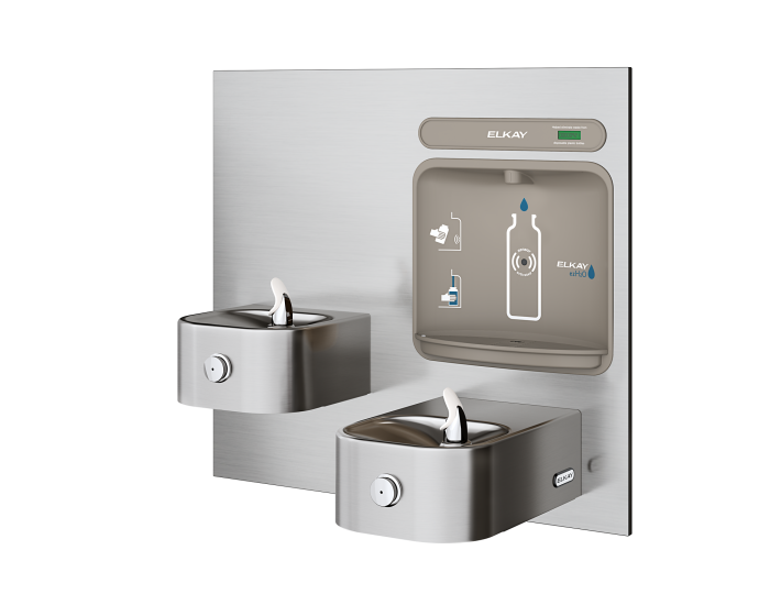 Elkay EZWS-EDFP217K | In-wall Bi-Level Bottle Filling Station | Filterless, Non-refrigerated, Soft-sides fountains, Stainless Steel - BottleFillingStations.com