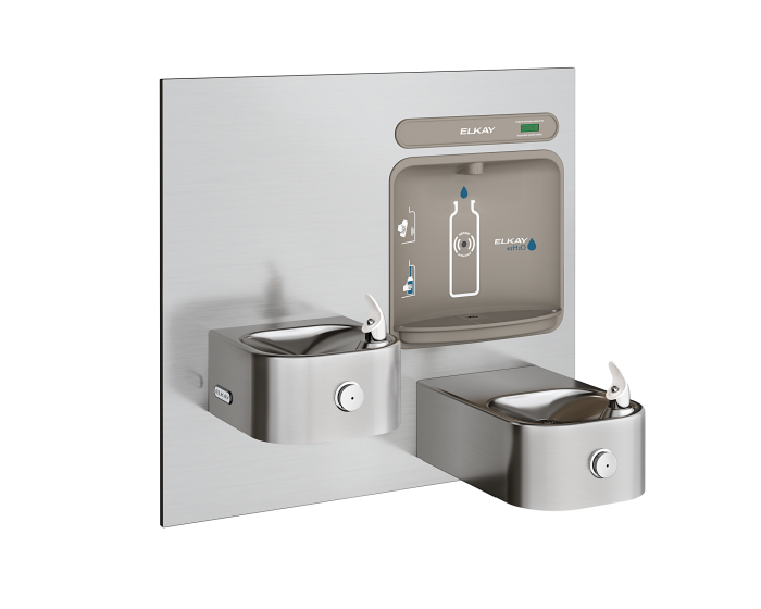 Elkay EZWS-EDFP217K | In-wall Bi-Level Bottle Filling Station | Filterless, Non-refrigerated, Soft-sides fountains, Stainless Steel - BottleFillingStations.com