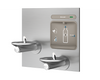 Elkay EZWS-EDFPBM117K | In-wall Bi-Level Bottle Filling Station | Filterless, Non-refrigerated, SwirlFlo fountains, Stainless Steel (Comes with Mounting frame) - BottleFillingStations.com