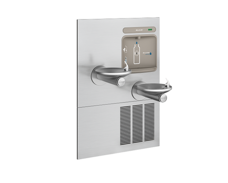 Elkay EZWS-ERPBM28K | In-wall Bi-Level Bottle Filling Stations l Filterless, Refrigerated, SwirlFlo fountains, Stainless Steel (comes with a Mounting Frame) - BottleFillingStations.com