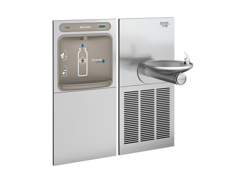 Elkay EZWS-SFGRN8K | In-wall Bottle Filling Station |  Filterless, High-efficiency chiller, Swirlflo fountain, Stainless Steel - BottleFillingStations.com