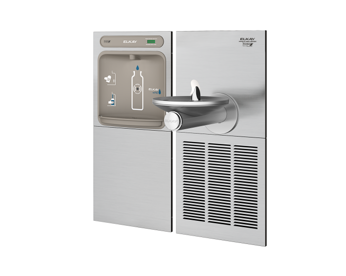 Elkay EZWS-SFGRN8K | In-wall Bottle Filling Station |  Filterless, High-efficiency chiller, Swirlflo fountain, Stainless Steel - BottleFillingStations.com