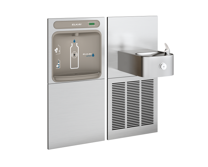 Elkay EZWS-SS8K | In-wall Bottle Filling Station | Filterless, Refrigerated, Soft-sides fountain, Stainless Steel (comes with Mounting Frames) - BottleFillingStations.com