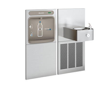 Elkay EZWS-SS8K | In-wall Bottle Filling Station | Filterless, Refrigerated, Soft-sides fountain, Stainless Steel (comes with Mounting Frames) - BottleFillingStations.com