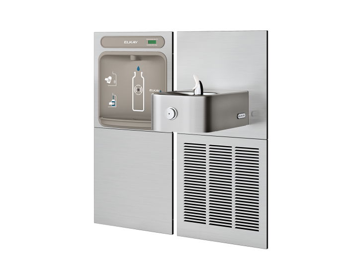 Elkay EZWS-SS8K | In-wall Bottle Filling Station | Filterless, Refrigerated, Soft-sides fountain, Stainless Steel (comes with Mounting Frames) - BottleFillingStations.com
