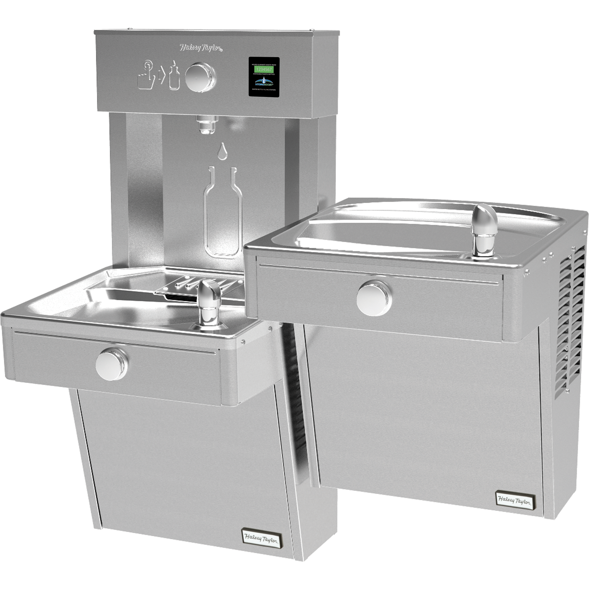 Halsey Taylor HTHBHVRBLR-NF | Wall-mounted Bi-level Bottle Filling Station | Filterless, Non-refrigerated, Vandal-resistant, Reverse fountains, Stainless Steel color finish