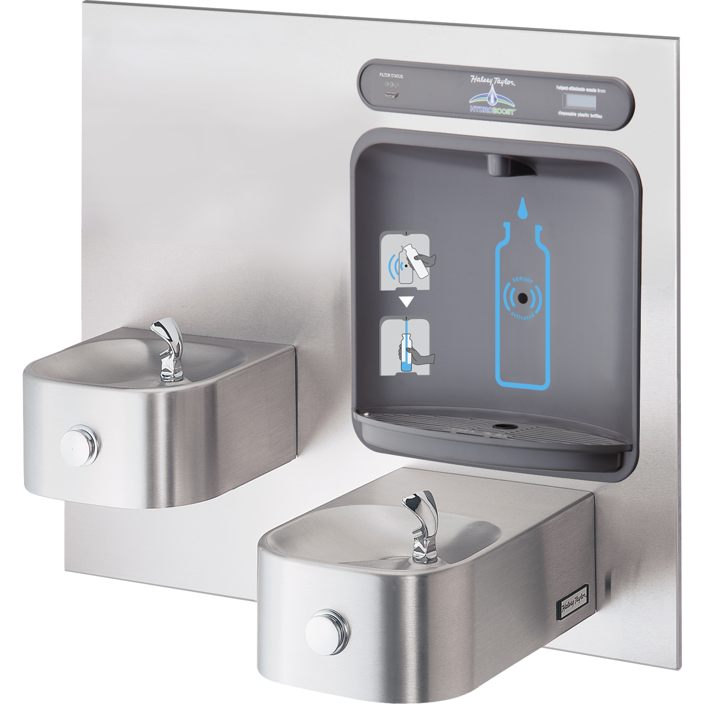Halsey Taylor HTHBWF-HRFSEBP-I | In-wall Bi-level Bottle Filling Station | Filtered, Non-Refrigerated, Contour fountains