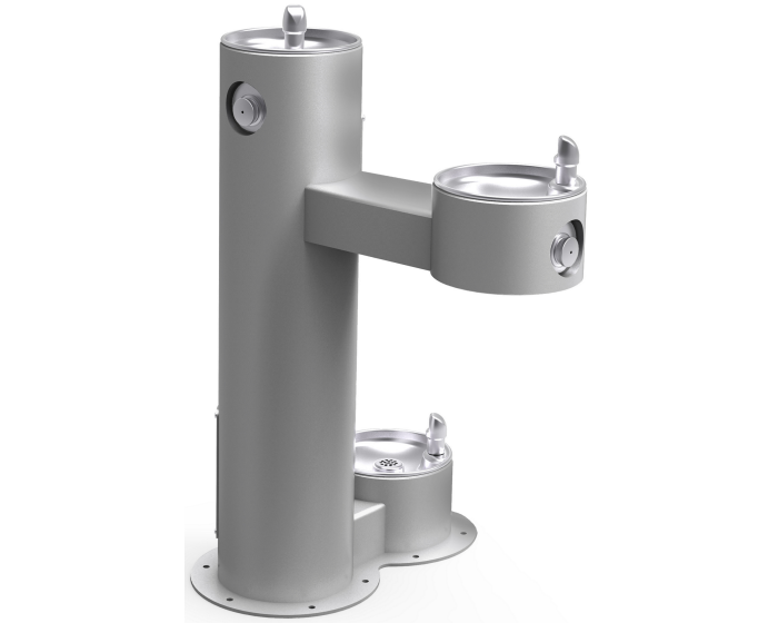 Elkay LK4420DBFRK | Freestanding Bi-level Drinking Fountain | Filterless, Non-refrigerated, Freeze-resistant, Includes a Dog-bowl / Pet fountain