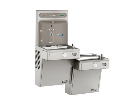 Elkay LVRCGRNTL8WSK | Wall-mount Bi-level Bottle Filling Station | Filtered, High-efficiency chiller, VRC-style fountain - BottleFillingStations.com