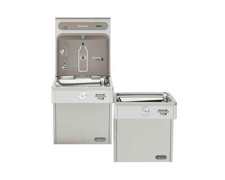 Elkay LVRCGRNTL8WSK | Wall-mount Bi-level Bottle Filling Station | Filtered, High-efficiency chiller, VRC-style fountain - BottleFillingStations.com