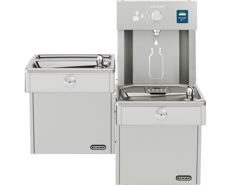 Elkay LVRCTL8WSK  | Wall-mount Bi-level Bottle Filling Station | Filtered, Refrigerated, VRC-style fountains, Fully Vandal-resistant - BottleFillingStations.com