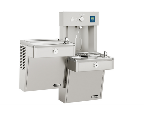 Elkay LVRCTLDDWSK | Wall-mount Bi-Level Bottle Filling Station | Filtered, Non-refrigerated, VRC-style fountains, Fully Vandal-resistant - BottleFillingStations.com