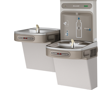 Elkay LZOOTL8WSLK | Wall-mount Bi-level Bottle Filling Station | Filtered, Refrigerated, EZ-style fountain, Hands-free (dual), Granite Gray