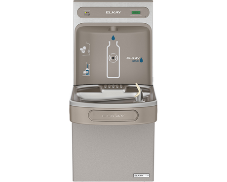 Elkay LZSG8WSLK | Wall-mount Bottle Filling Station | Filtered, High-efficiency chiller, EZ-style fountain, Granite Gray - BottleFillingStations.com