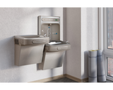 Elkay LZSTL8WSVRLK | Wall-mount Versatile Bi-Level Bottle Filling Station | Filtered, Refrigerated, LZ-style fountains, Vandal Resistant bubbler, Granite Gray - BottleFillingStations.com