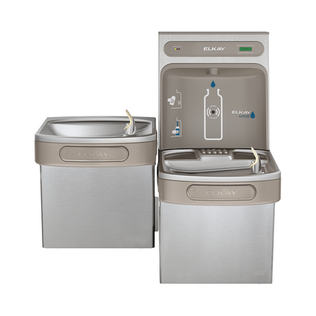 Elkay LZSTLDDWSSK | Wall-mount Versatile Bi-Level Bottle Filling Station | Filtered, Non-refrigerated, LZ-style fountains, Stainless Steel - BottleFillingStations.com