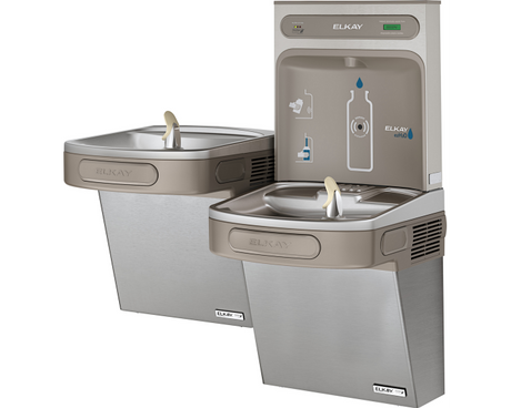 Elkay LZSTLG8WSSK | Wall-mount Versatile Bi-level Bottle Filling Station | Filtered, High-efficiency chiller, EZ-style fountains, Stainless Steel - BottleFillingStations.com