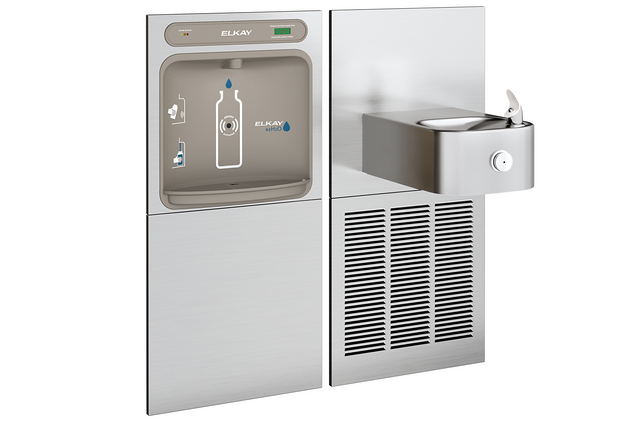 Elkay LZWS-SS8K | In-wall Bottle Filling Station | Filtered, Refrigerated, Soft-sides fountain, Stainless Steel (comes with Mounting Frames) - BottleFillingStations.com