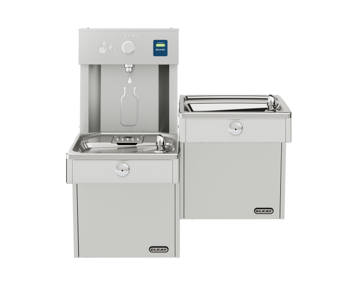 Elkay VRCTLRDDWSK | Wall-mount Bi-Level Reverse Bottle Filling Station | Filterless, Non-refrigerated, VRC-style Fountains, Fully Vandal-resistant, Stainless Steel - BottleFillingStations.com