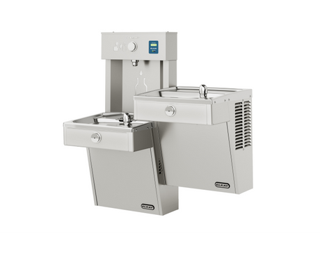 Elkay VRCTLRDDWSK | Wall-mount Bi-Level Reverse Bottle Filling Station | Filterless, Non-refrigerated, VRC-style Fountains, Fully Vandal-resistant, Stainless Steel - BottleFillingStations.com