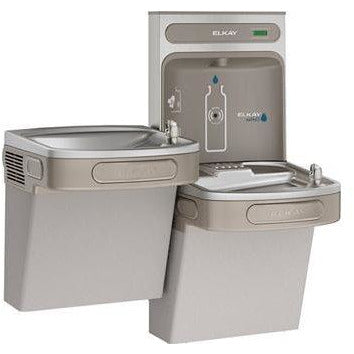 Elkay EZSTLDDWSVRLK | Wall-mount Versatile Bi-Level Bottle Filling Station | Filterless, Non-refrigerated, Vandal-resistant bubbler, Granite Gray - BottleFillingStations.com