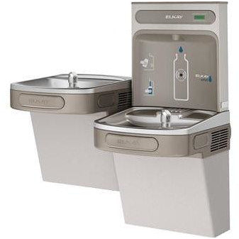 Elkay EZSTLDDWSVRLK | Wall-mount Versatile Bi-Level Bottle Filling Station | Filterless, Non-refrigerated, Vandal-resistant bubbler, Granite Gray - BottleFillingStations.com
